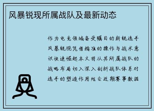 风暴锐现所属战队及最新动态